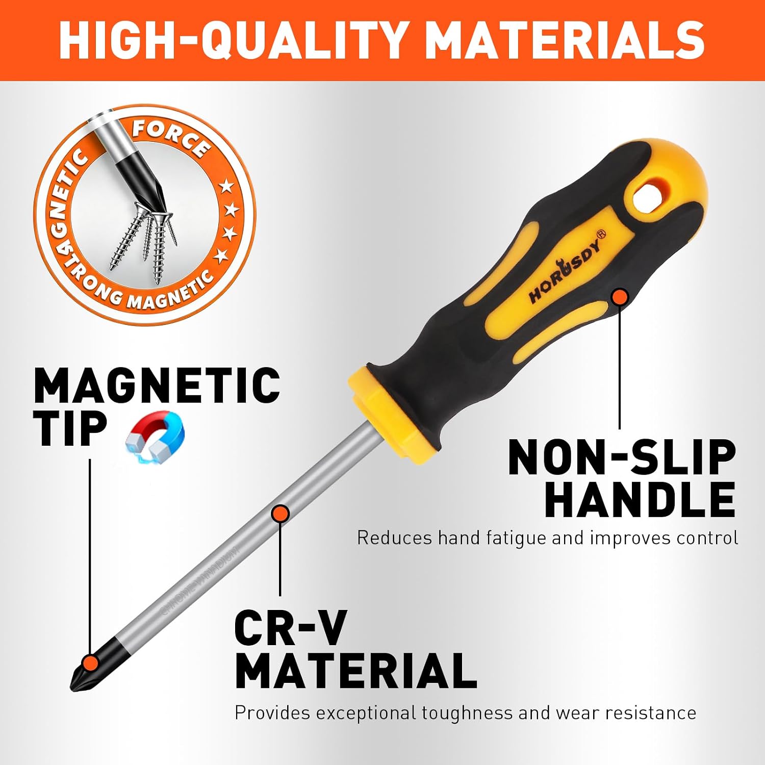 HORUSDY 11-Pieces Magnetic Screw driver, Magnetic 5 Phillips and 5 Flat Head Tips for Fastening and Loosening Seized - Image 2