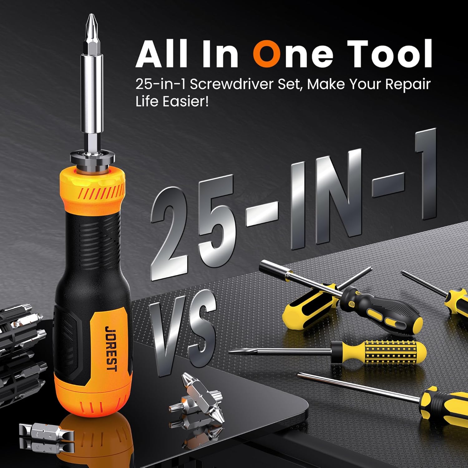 JOREST 25 in 1 Multi Screwdriver Set, Magnetic Screwdriver Multitool | Screw Driver with Torx, Flat Head, Phillips, Hex, Square, Portable Screwdriver All in One Tool Kit for Daily Repairs, Outdoor - Image 5