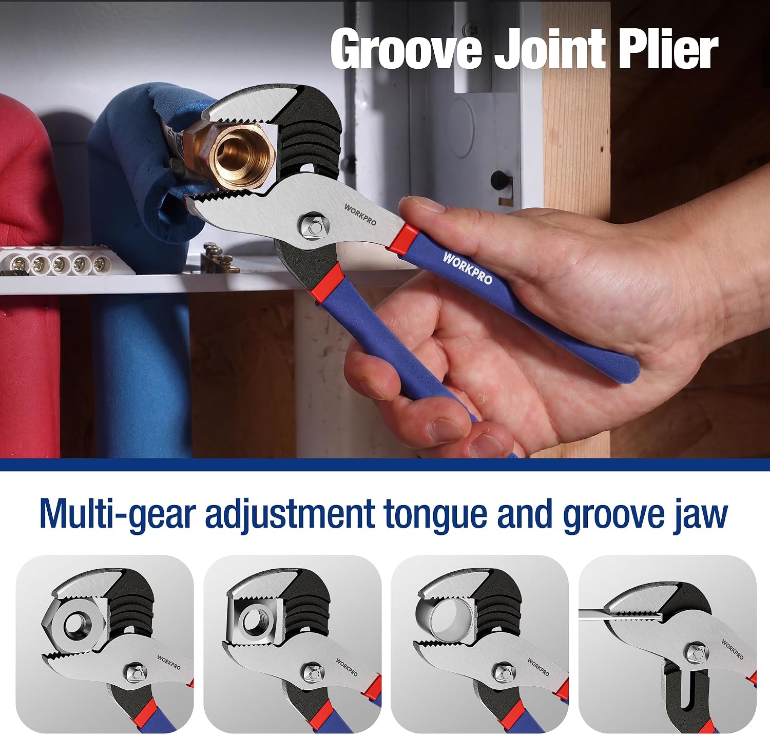 WORKPRO 7-Piece Pliers Set, Pliers Tool Set with Comfort Grip, Blue | Groove Joint Plier, Long Nose Pliers, Slip Joint Pliers, Linesman Plier, Diagonal Pliers for DIY & Home Use - Image 4
