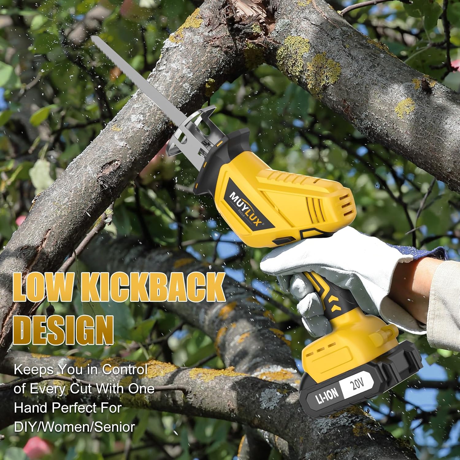 Cordless Reciprocating Saw, Electric Saw with Battery and Charger, 20V Battery Power Saws, 0-3500 SPM Variable Speed, Tool-Free Change, 4 PCS Blades for Wood PVC Metal Pipe Tree Cutting, 2 Batteries - Image 4